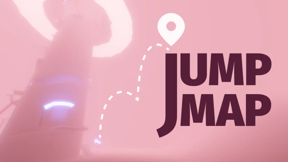 JumpMap key art with the game logo and a glowing platform