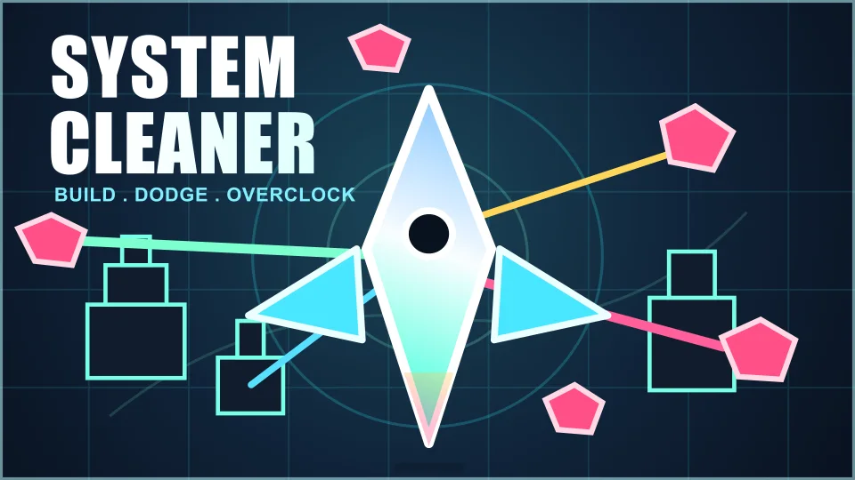 System Cleaner key art with the ship, defenses, and game logo