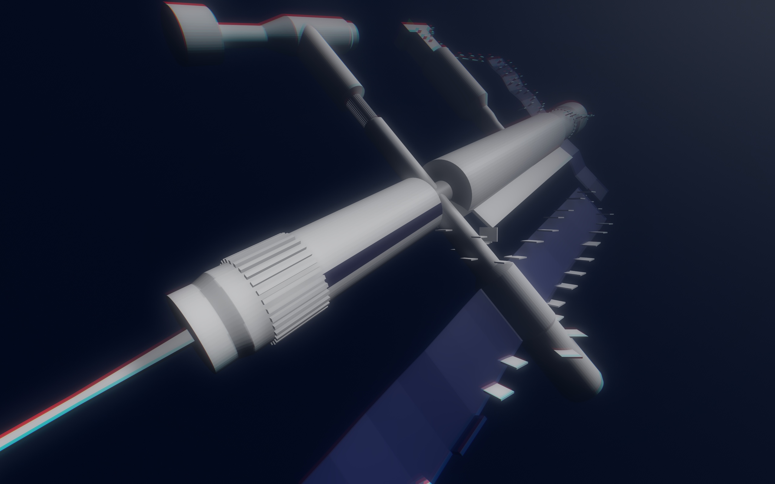 Dark industrial pipe level with narrow platforms