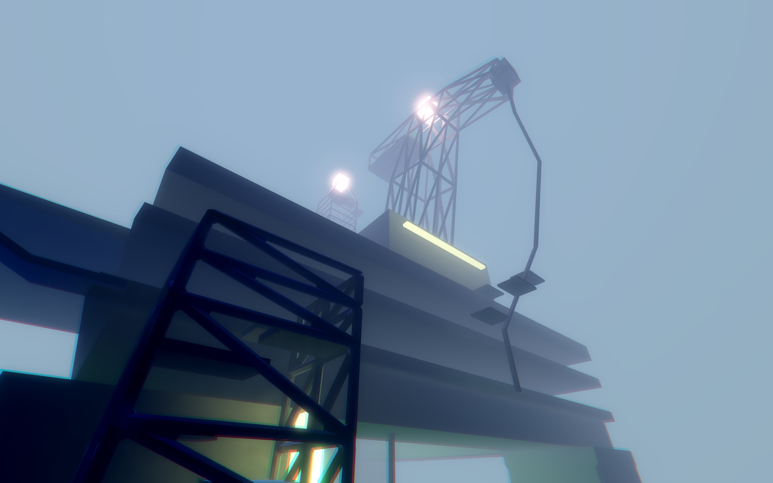 Industrial crane level in pale blue light