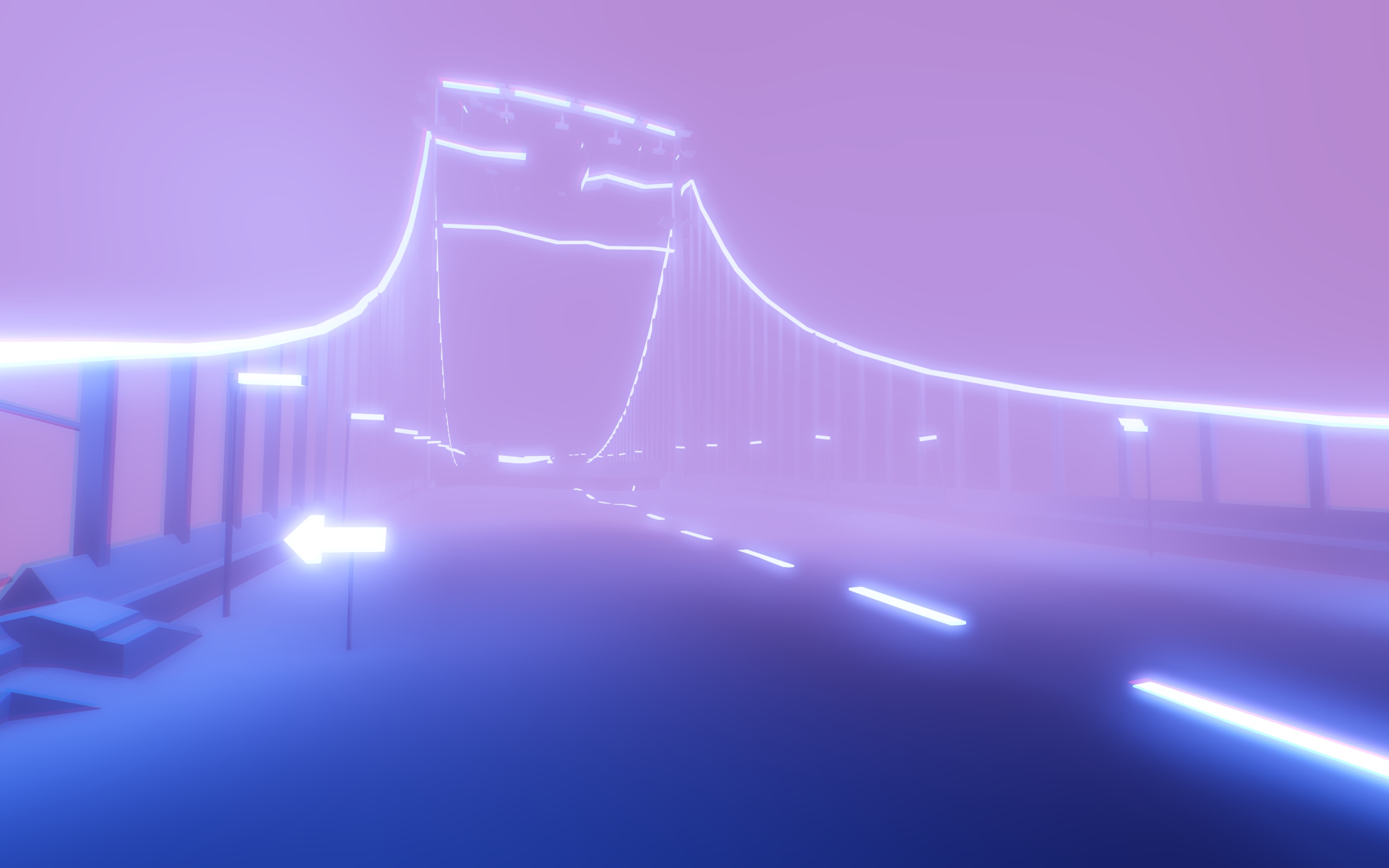 JumpMap neon road level with a large curved climb ahead