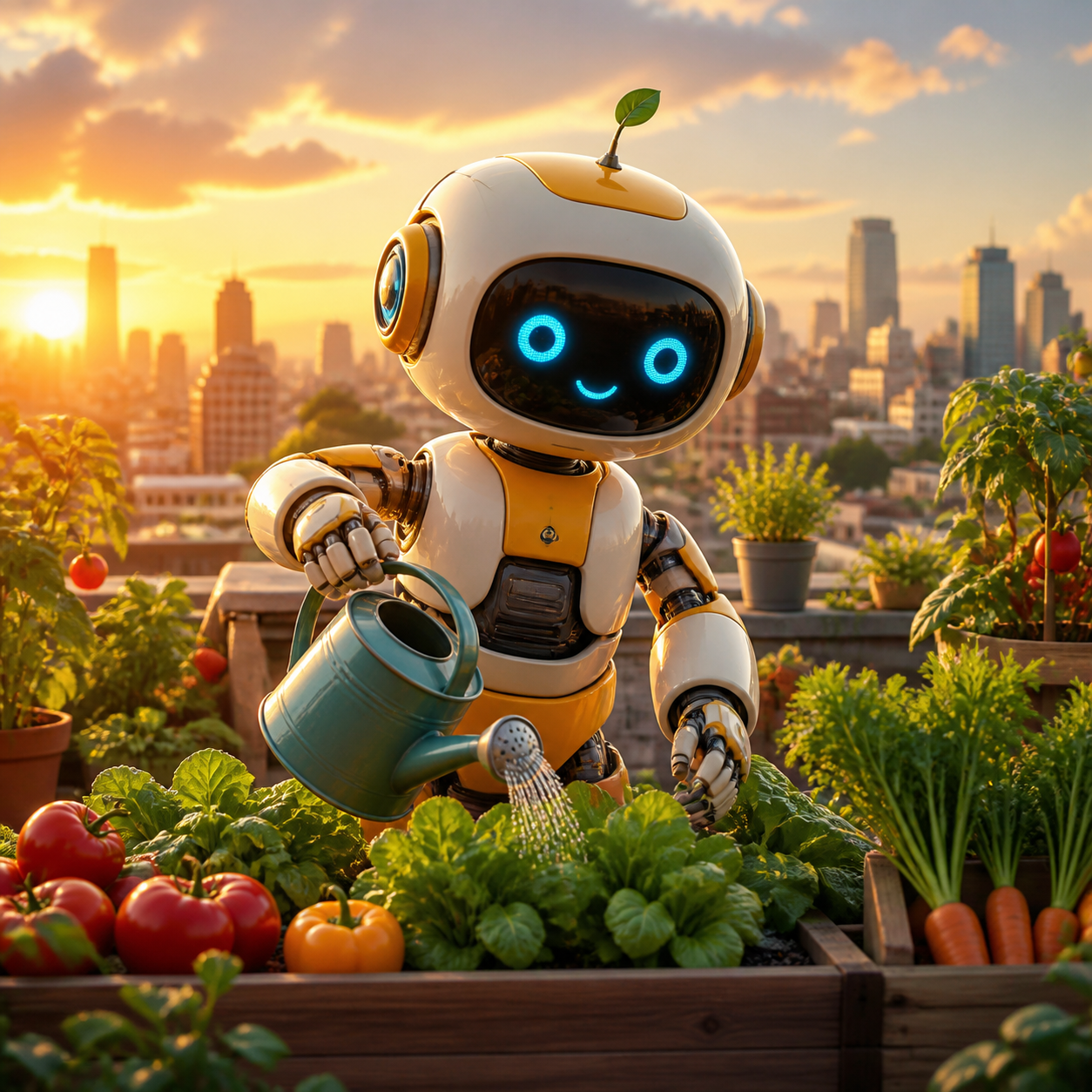 Small robot working in a garden