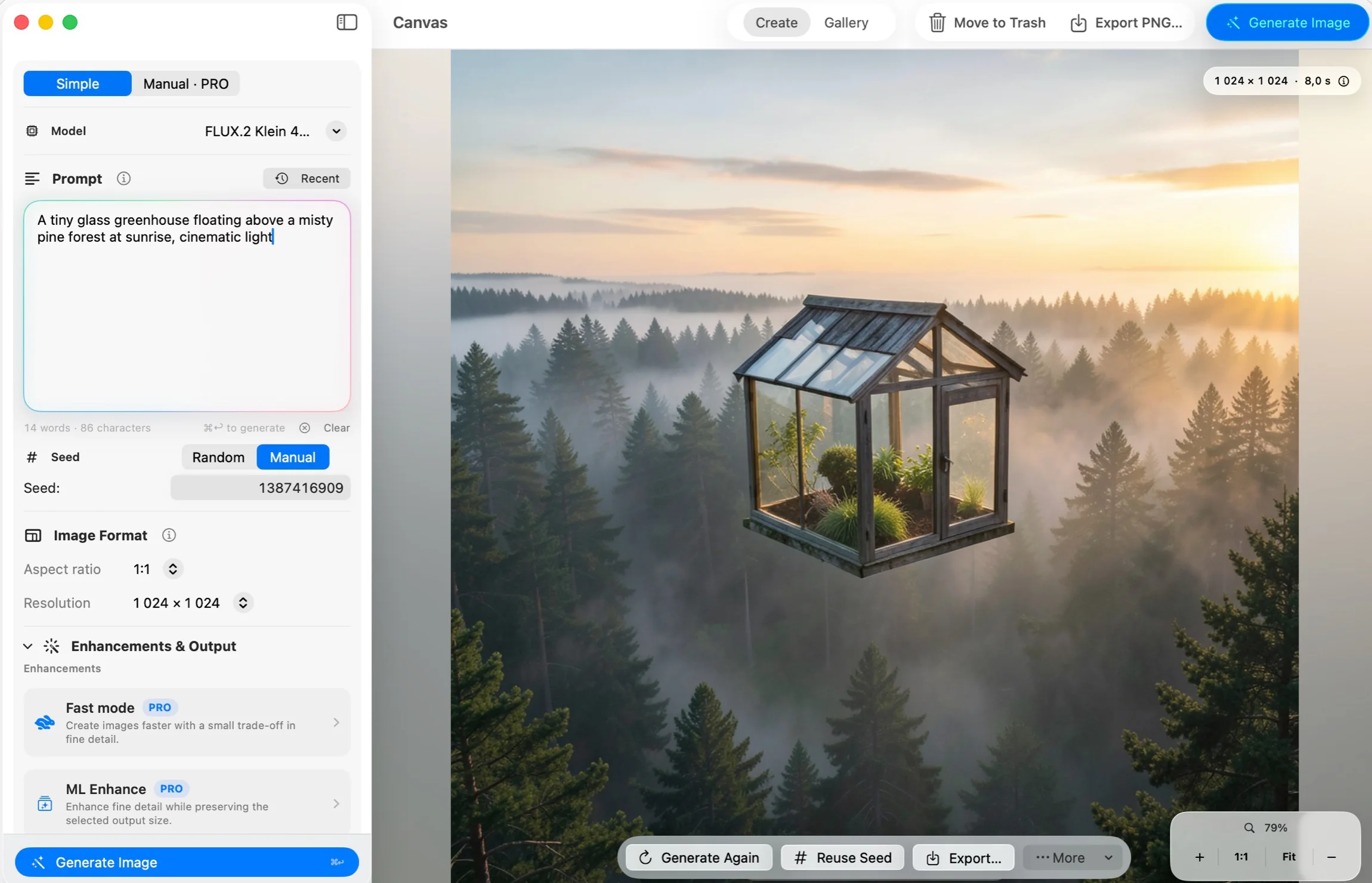 Radiant Canvas private local AI image generator for Apple silicon Mac