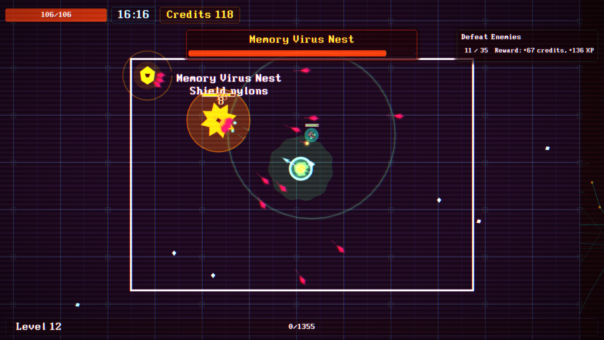 System Cleaner boss battle against a Memory Virus Nest